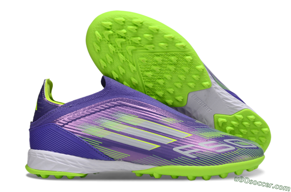Adidas F50 Elite Laceless TF Artificial Turf Soccer Shoes - Purple/Yellow/Silver 1