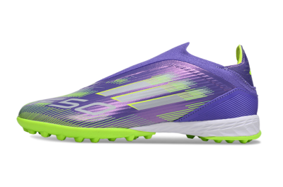 Adidas F50 Elite Laceless TF Artificial Turf Soccer Shoes - Purple/Yellow/Silver