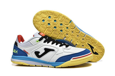 Joma Top Flex IC Indoor & Futsal Soccer Shoes - White/Black/Blue