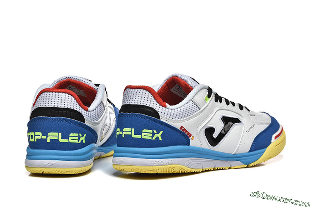 Joma Top Flex IC Indoor & Futsal Soccer Shoes - White/Black/Blue 9