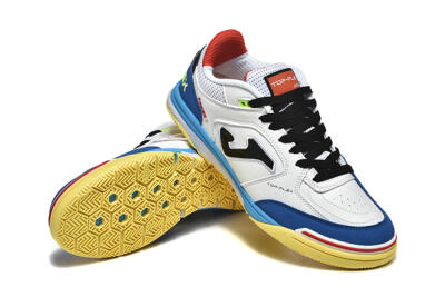Joma Top Flex IC Indoor & Futsal Soccer Shoes - White/Black/Blue