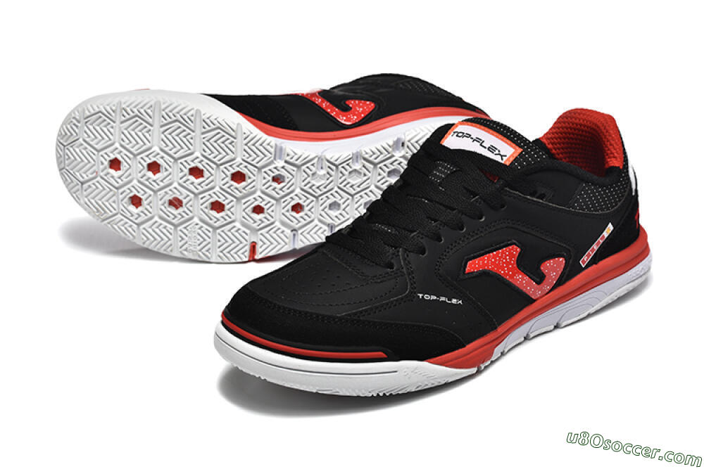 Joma Top Flex IC Indoor & Futsal Soccer Shoes - Black/Red/White 3