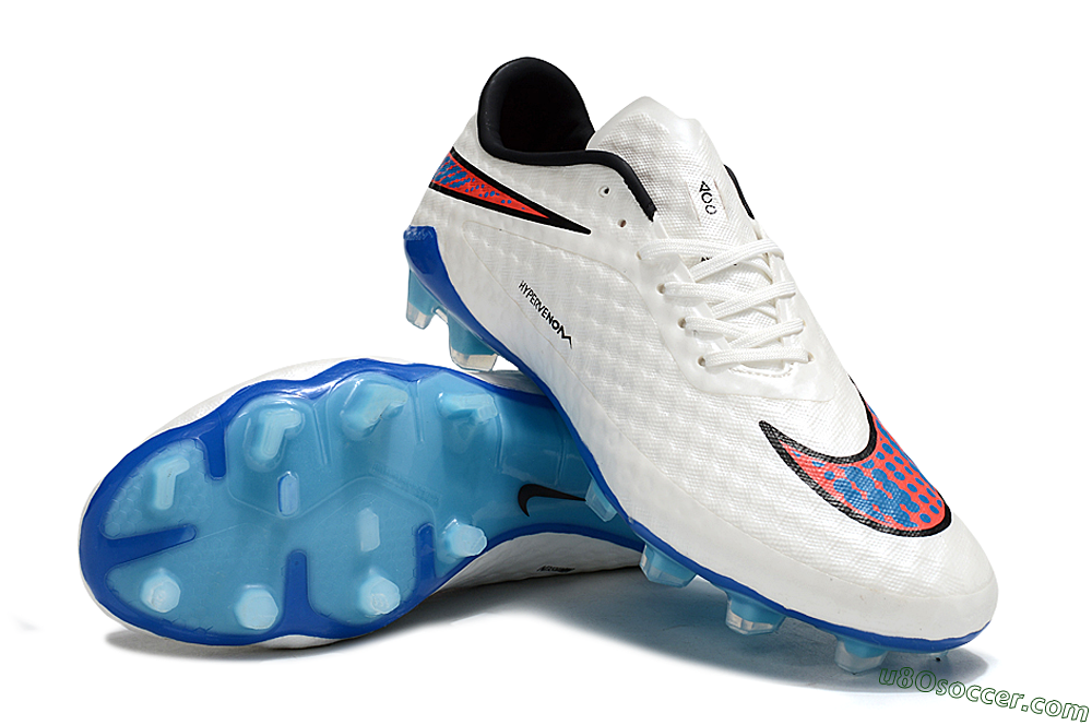 Nike Hypervenom Phantom FG Firm Ground Soccer Cleats - White/Red/Blue 3