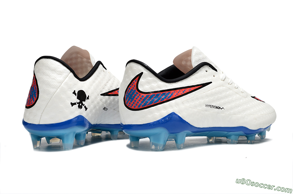 Nike Hypervenom Phantom FG Firm Ground Soccer Cleats - White/Red/Blue 6