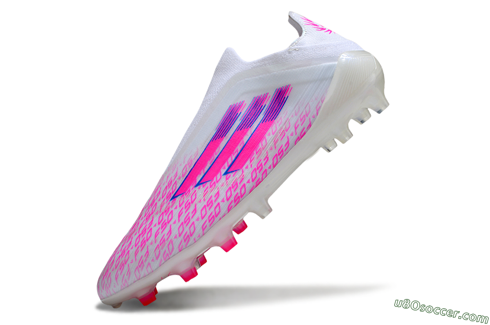 Adidas F50 Elite Laceless FG Firm Ground Soccer Cleats - White/Pink/Blue 5