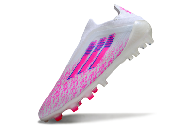 Adidas F50 Elite Laceless FG Firm Ground Soccer Cleats - White/Pink/Blue