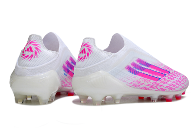 Adidas F50 Elite Laceless FG Firm Ground Soccer Cleats - White/Pink/Blue