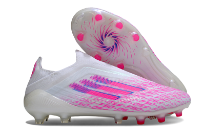 Adidas F50 Elite Laceless FG Firm Ground Soccer Cleats - White/Pink/Blue