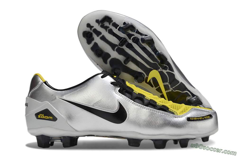 Nike Air Zoom Total 90 Laser FG Firm Ground Soccer Cleats - Silver/Black/Yellow 1