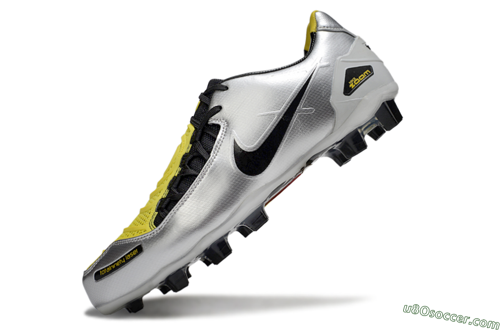 Nike Air Zoom Total 90 Laser FG Firm Ground Soccer Cleats - Silver/Black/Yellow 5