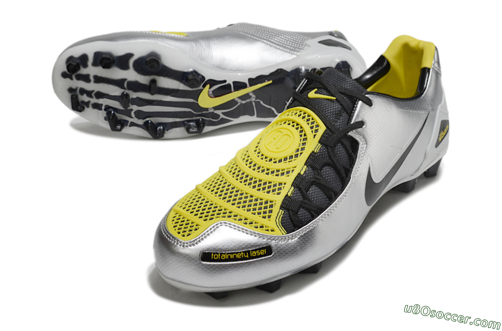 Nike Air Zoom Total 90 Laser FG Firm Ground Soccer Cleats - Silver/Black/Yellow 3