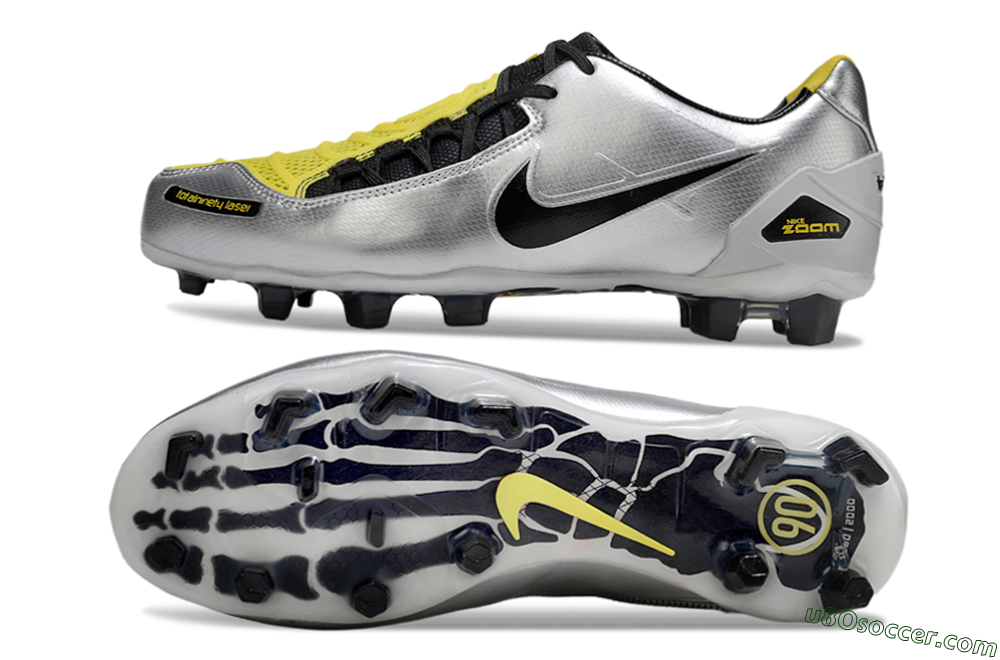 Nike Air Zoom Total 90 Laser FG Firm Ground Soccer Cleats - Silver/Black/Yellow 0