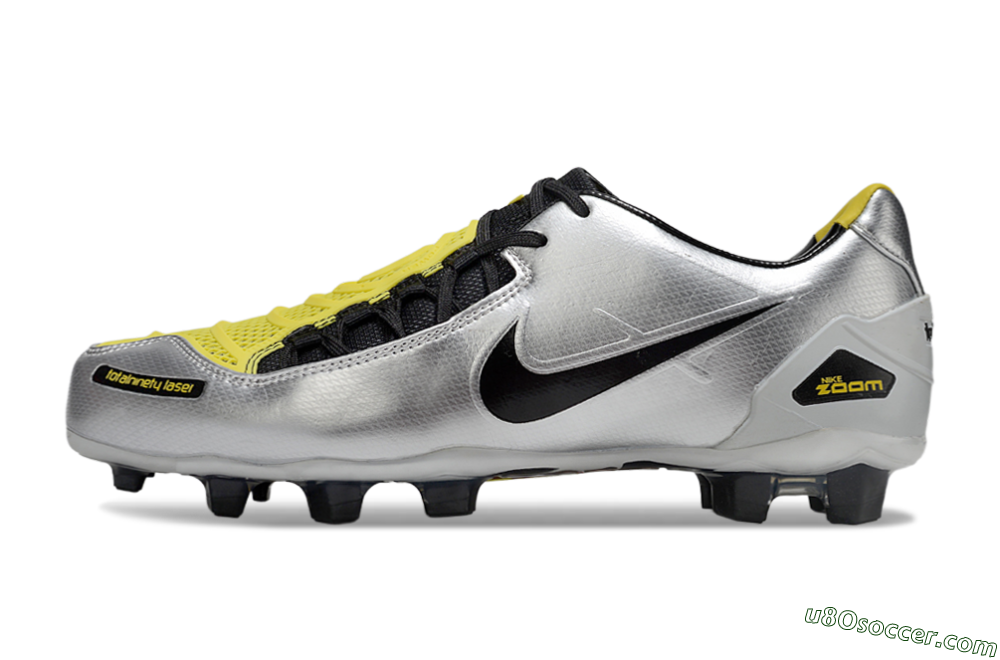 Nike Air Zoom Total 90 Laser FG Firm Ground Soccer Cleats - Silver/Black/Yellow 2