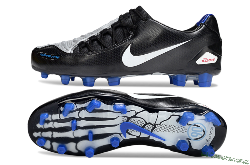 Nike Air Zoom Total 90 Laser FG Firm Ground Soccer Cleats - Black/White/Blue 0