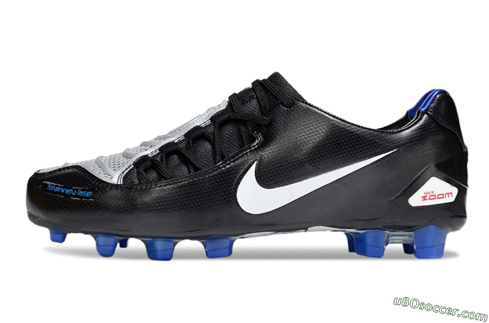 Nike Air Zoom Total 90 Laser FG Firm Ground Soccer Cleats - Black/White/Blue 2