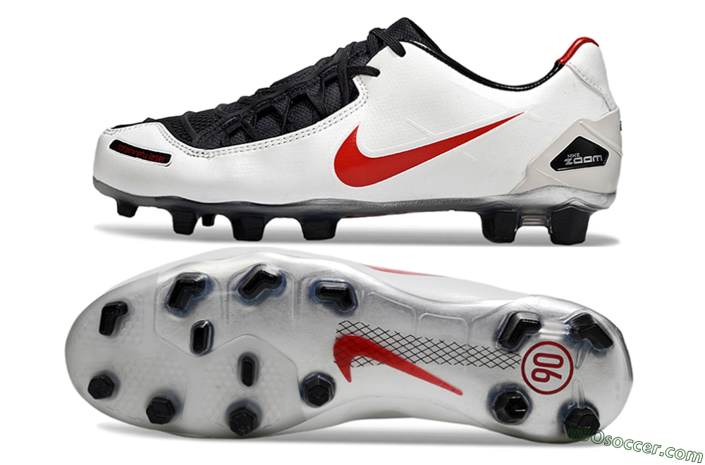 Nike Air Zoom Total 90 III FG Firm Ground Soccer Cleats - White/Red/Black 0
