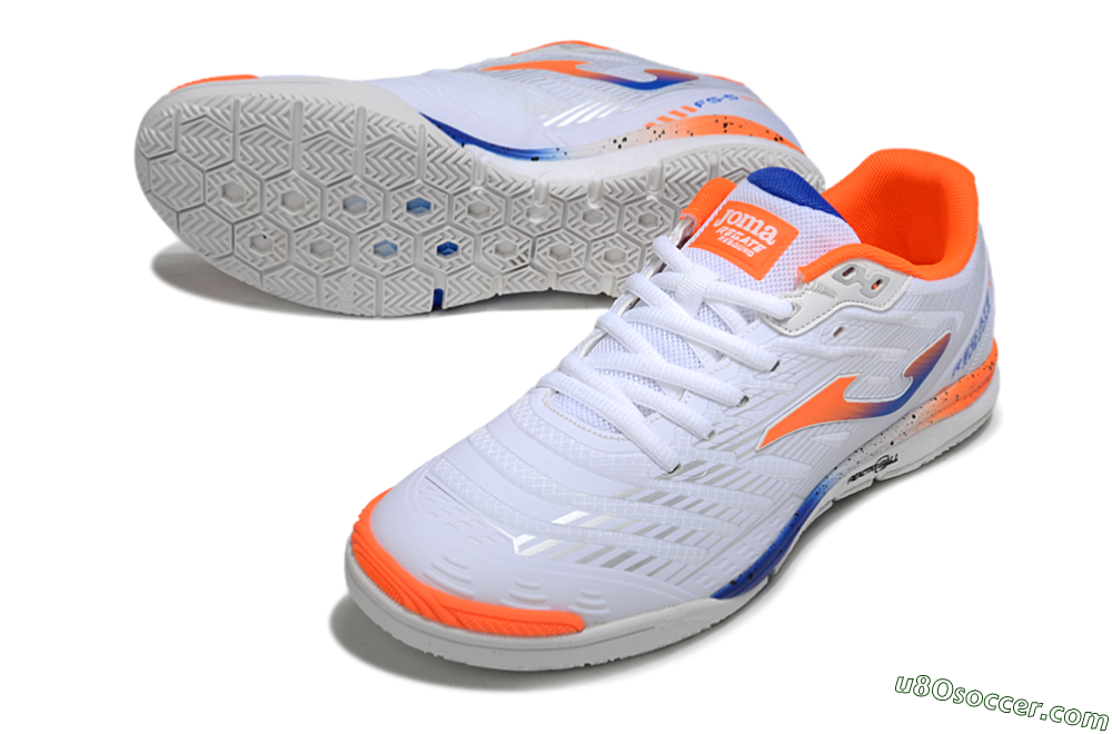 Joma Top Flex IC Indoor & Futsal Soccer Shoes - White/Blue/Red 3