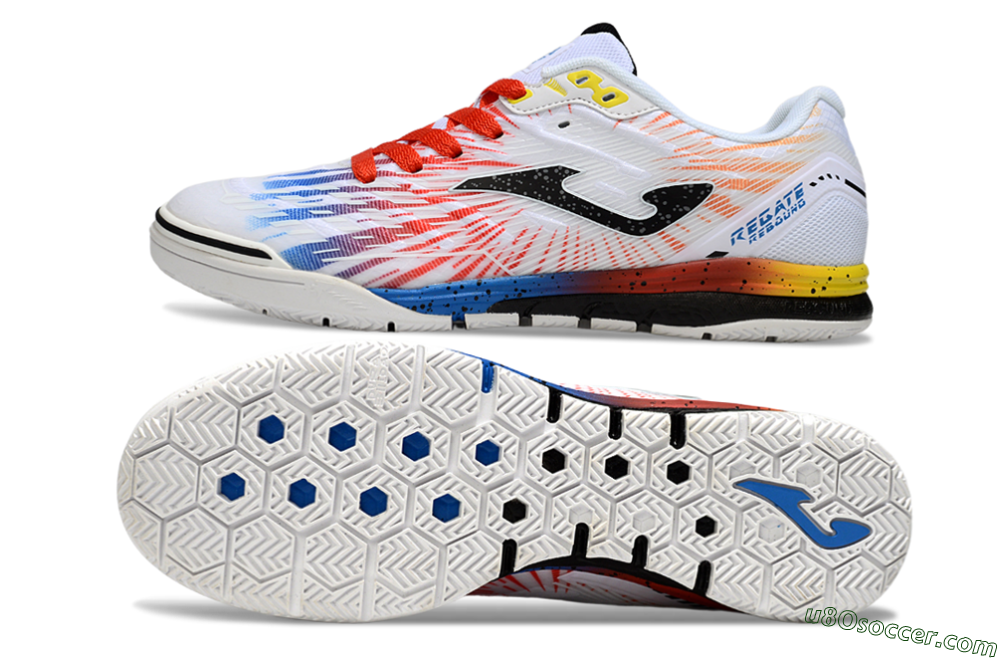 Joma Top Flex IC Indoor & Futsal Soccer Shoes - White/Black/Red 0