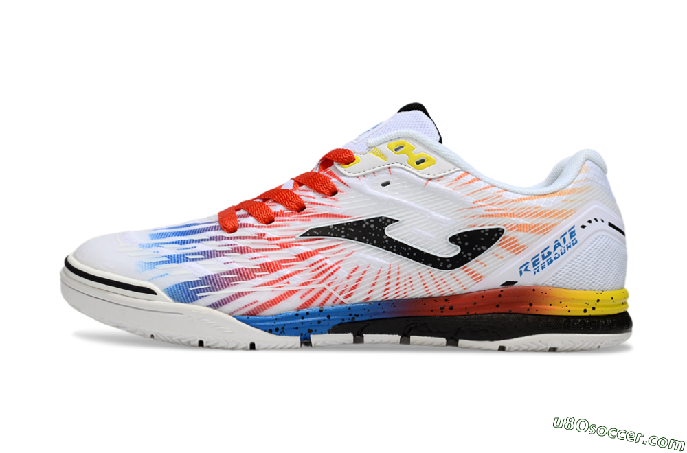 Joma Top Flex IC Indoor & Futsal Soccer Shoes - White/Black/Red 2