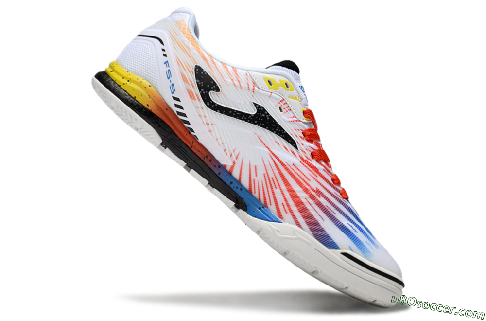 Joma Top Flex IC Indoor & Futsal Soccer Shoes - White/Black/Red 4