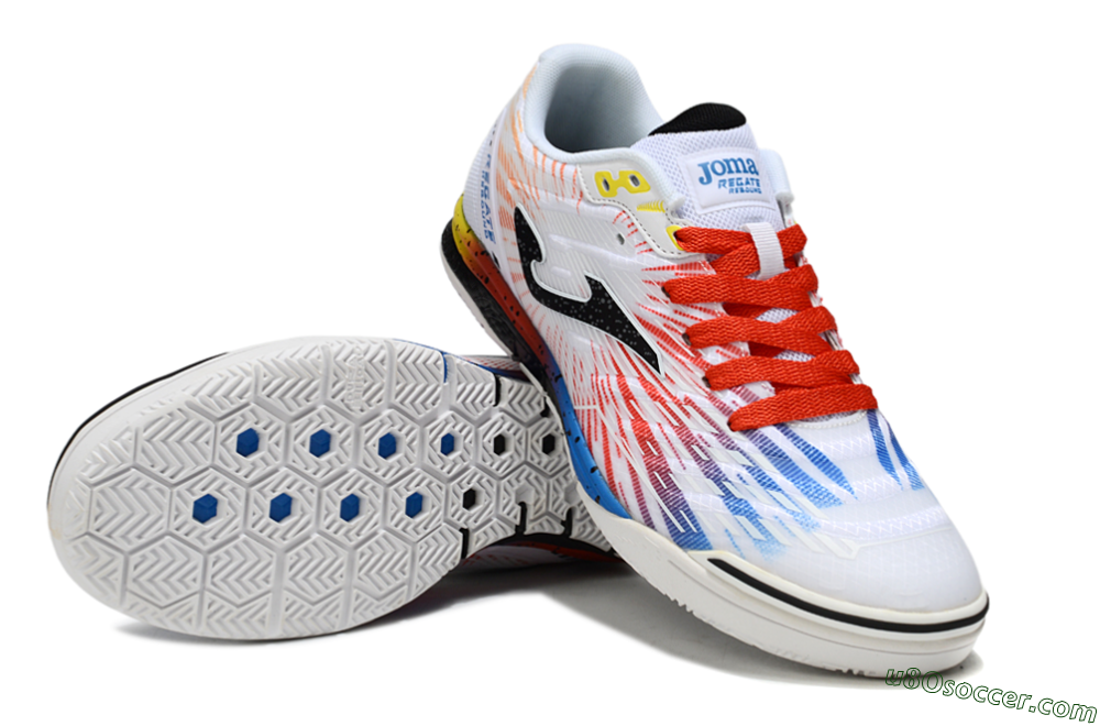 Joma Top Flex IC Indoor & Futsal Soccer Shoes - White/Black/Red 3