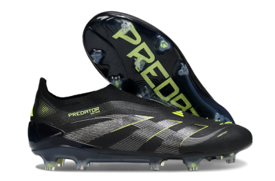 Adidas Predator 25 Elite Laceless FG Firm Ground Soccer Cleats - Black/Silver/Yellow