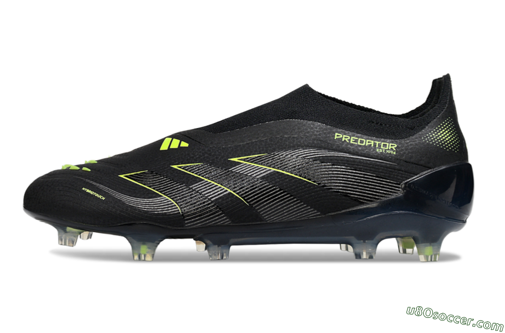 Adidas Predator 25 Elite Laceless FG Firm Ground Soccer Cleats - Black/Silver/Yellow 2