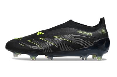 Adidas Predator 25 Elite Laceless FG Firm Ground Soccer Cleats - Black/Silver/Yellow