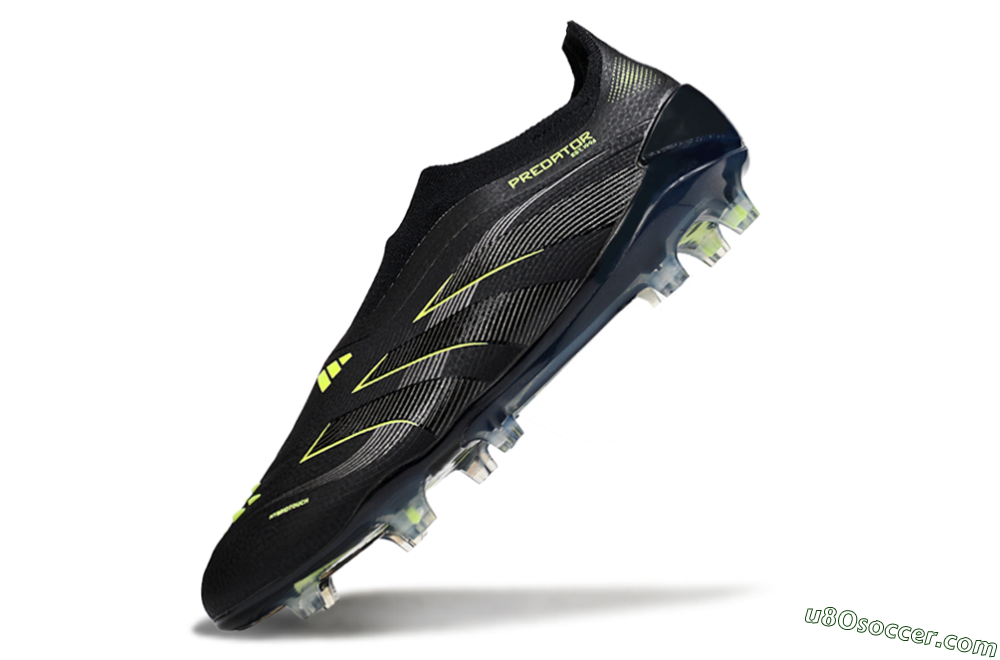 Adidas Predator 25 Elite Laceless FG Firm Ground Soccer Cleats - Black/Silver/Yellow 5