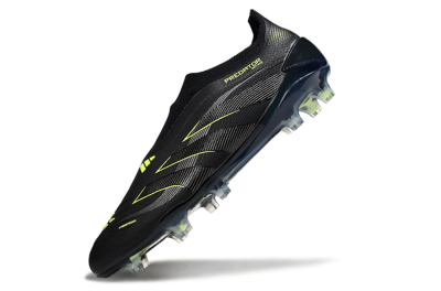 Adidas Predator 25 Elite Laceless FG Firm Ground Soccer Cleats - Black/Silver/Yellow