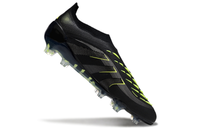 Adidas Predator 25 Elite Laceless FG Firm Ground Soccer Cleats - Black/Silver/Yellow