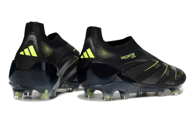 Adidas Predator 25 Elite Laceless FG Firm Ground Soccer Cleats - Black/Silver/Yellow