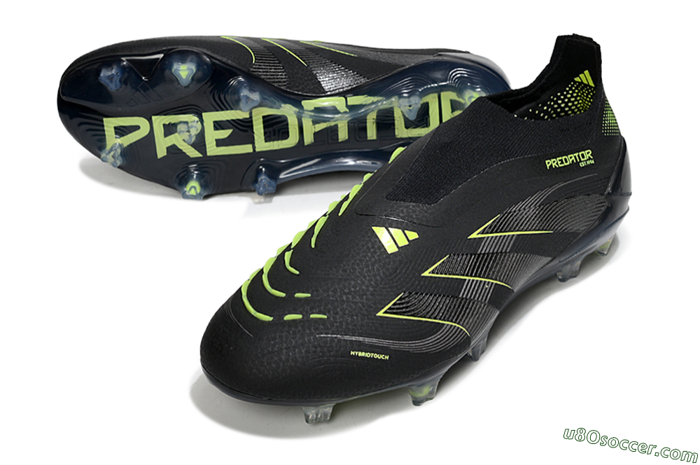 Adidas Predator 25 Elite Laceless FG Firm Ground Soccer Cleats - Black/Silver/Yellow 3