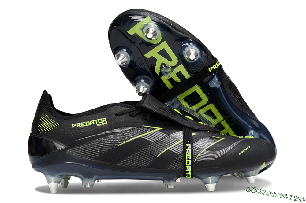 Adidas Predator 25 Elite Foldover Tongue SG Soft Ground Soccer Cleats - Black/Silver/Yellow 1