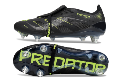 Adidas Predator 25 Elite Foldover Tongue SG Soft Ground Soccer Cleats - Black/Silver/Yellow