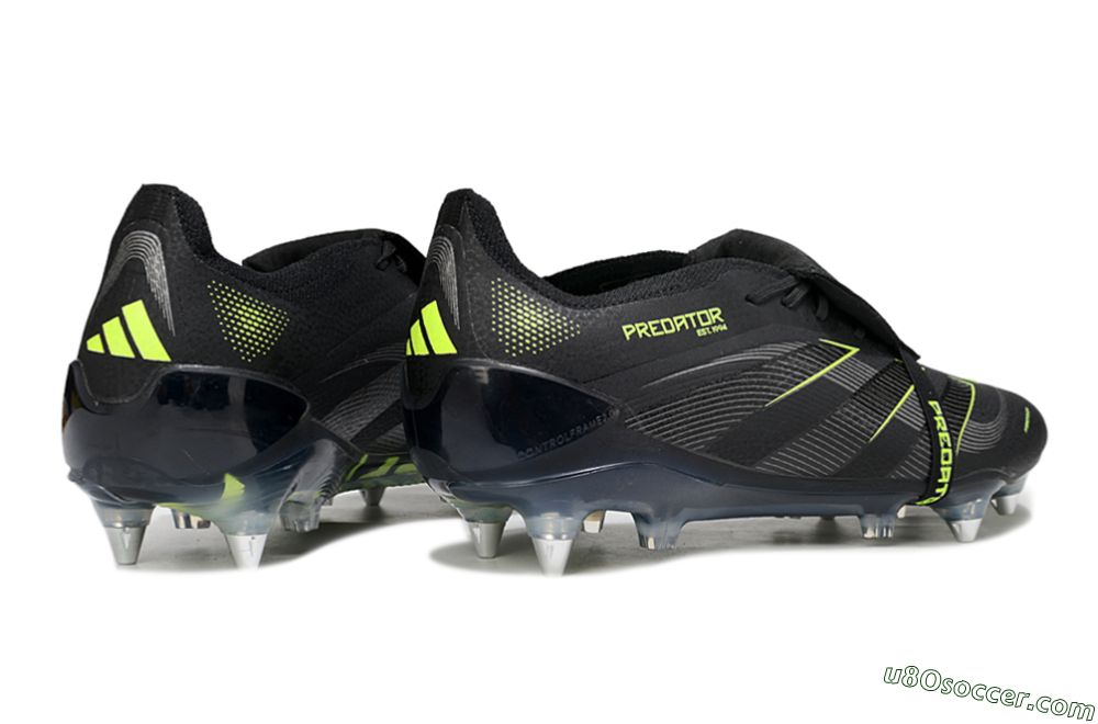 Adidas Predator 25 Elite Foldover Tongue SG Soft Ground Soccer Cleats - Black/Silver/Yellow 6
