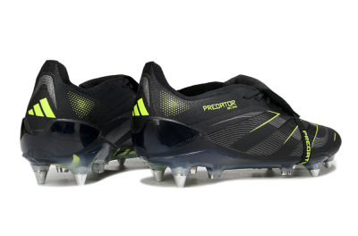 Adidas Predator 25 Elite Foldover Tongue SG Soft Ground Soccer Cleats - Black/Silver/Yellow