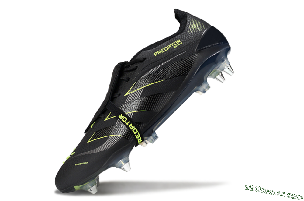 Adidas Predator 25 Elite Foldover Tongue SG Soft Ground Soccer Cleats - Black/Silver/Yellow 5