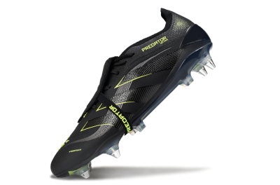 Adidas Predator 25 Elite Foldover Tongue SG Soft Ground Soccer Cleats - Black/Silver/Yellow