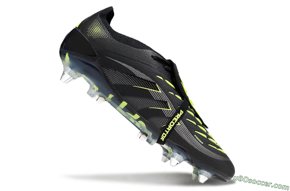Adidas Predator 25 Elite Foldover Tongue SG Soft Ground Soccer Cleats - Black/Silver/Yellow 4