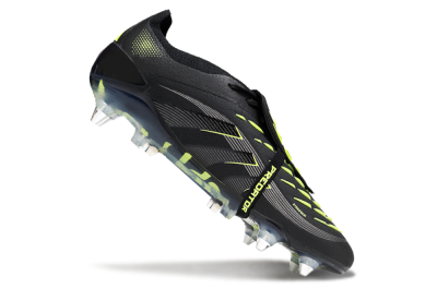 Adidas Predator 25 Elite Foldover Tongue SG Soft Ground Soccer Cleats - Black/Silver/Yellow