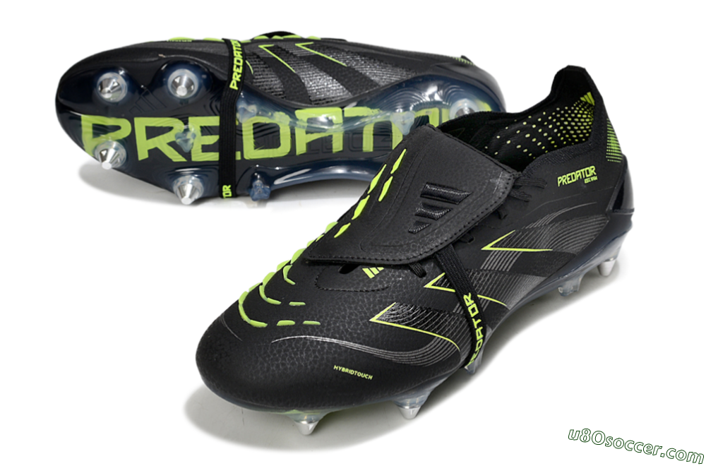Adidas Predator 25 Elite Foldover Tongue SG Soft Ground Soccer Cleats - Black/Silver/Yellow 3