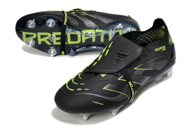 Adidas Predator 25 Elite Foldover Tongue SG Soft Ground Soccer Cleats - Black/Silver/Yellow