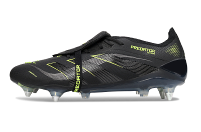 Adidas Predator 25 Elite Foldover Tongue SG Soft Ground Soccer Cleats - Black/Silver/Yellow