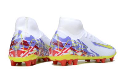 Nike Air Zoom Mercurial Superfly 10 Academy AG Artificial Grass Soccer Cleats - White/Purple/Yellow