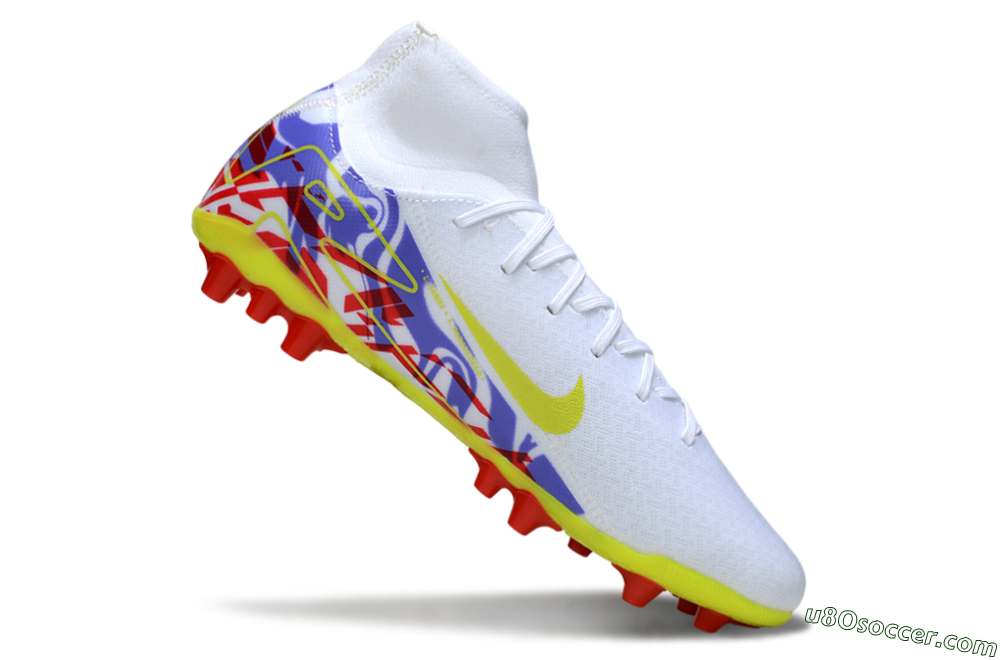 Nike Air Zoom Mercurial Superfly 10 Academy AG Artificial Grass Soccer Cleats - White/Purple/Yellow 4