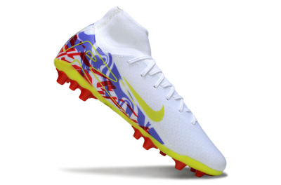 Nike Air Zoom Mercurial Superfly 10 Academy AG Artificial Grass Soccer Cleats - White/Purple/Yellow