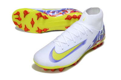 Nike Air Zoom Mercurial Superfly 10 Academy AG Artificial Grass Soccer Cleats - White/Purple/Yellow