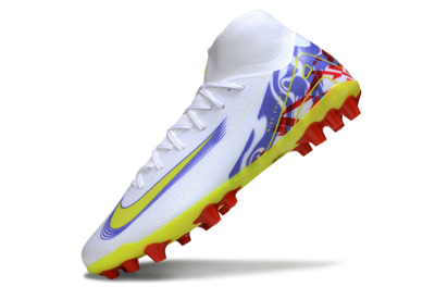 Nike Air Zoom Mercurial Superfly 10 Academy AG Artificial Grass Soccer Cleats - White/Purple/Yellow