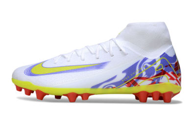 Nike Air Zoom Mercurial Superfly 10 Academy AG Artificial Grass Soccer Cleats - White/Purple/Yellow